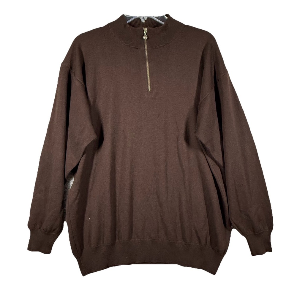Versace Classic Vintage Men Merino Wool 1/4 Sweater Made in Italy Size Xl Brown